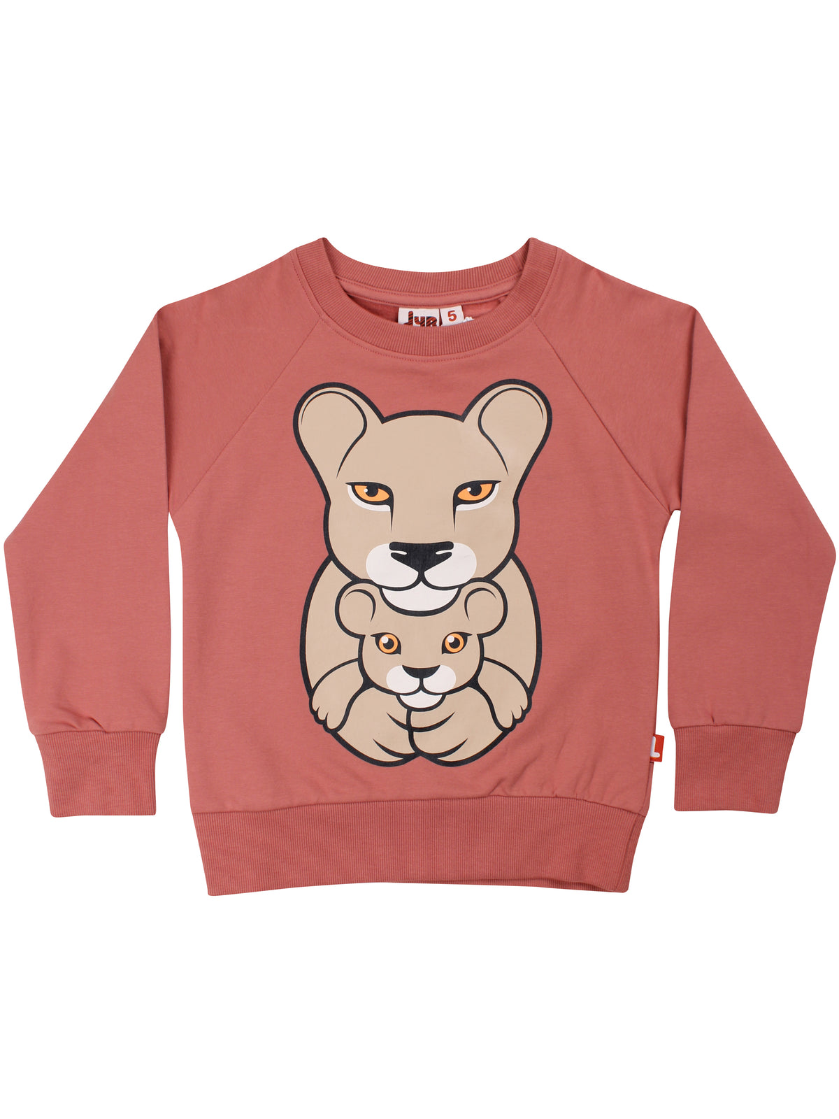 Skøn sweatshirt til børn med print af en løvemor og en løveunge