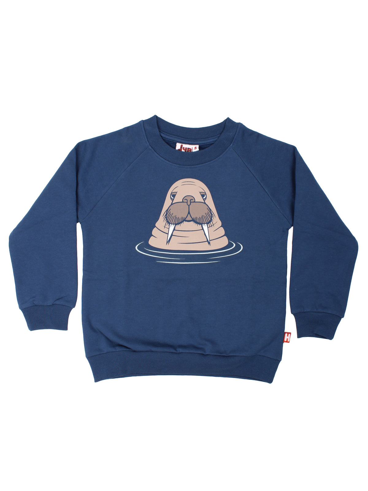 Skøn gråblå sweatshirt til børn med print af hvalros