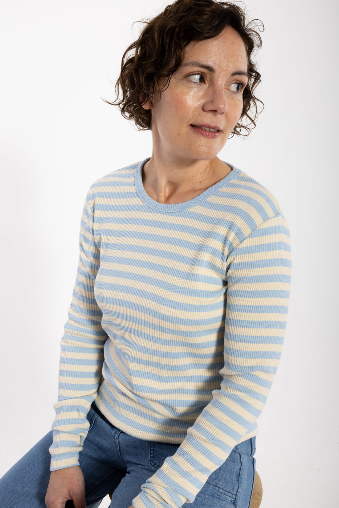 ESS - Danepartner LS Ribbing Tee Chalk/Cold Sky