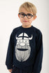Sød navyblå sweatshirt til børn med print af vikingen Erik