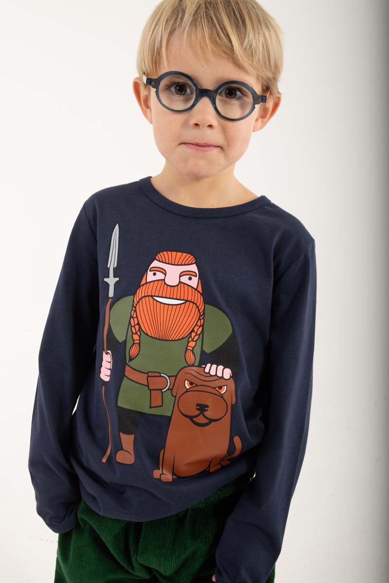 Bluse til børn med viking og hund