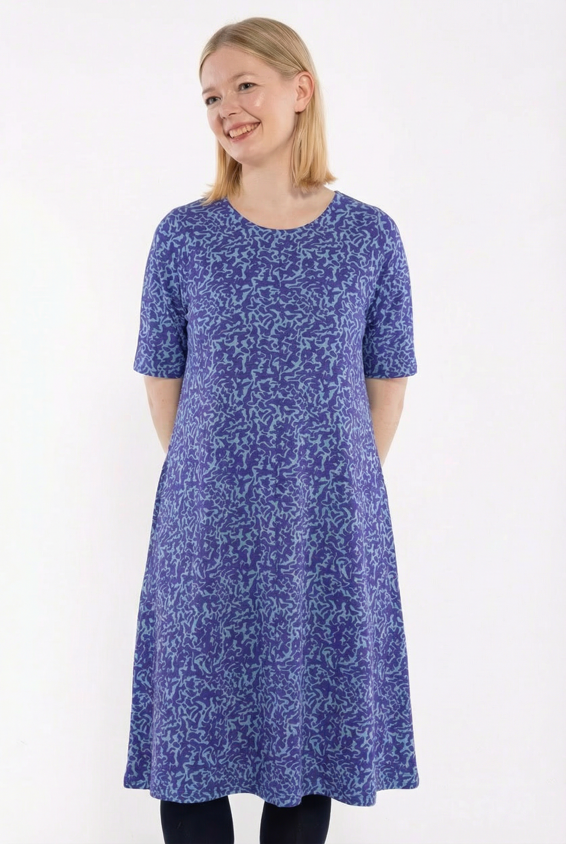 Danalberte Slub Dress Waterblue RIPPLES