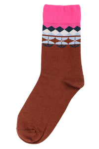 Danecountryside Wollsocken Dark Brick Jaquard 