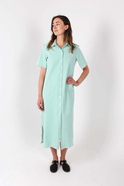 Danepippi SS Heavy Seersucker Dress Green/Chalk