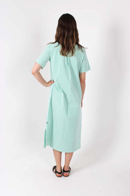 Danepippi SS Heavy Seersucker Dress Green/Chalk