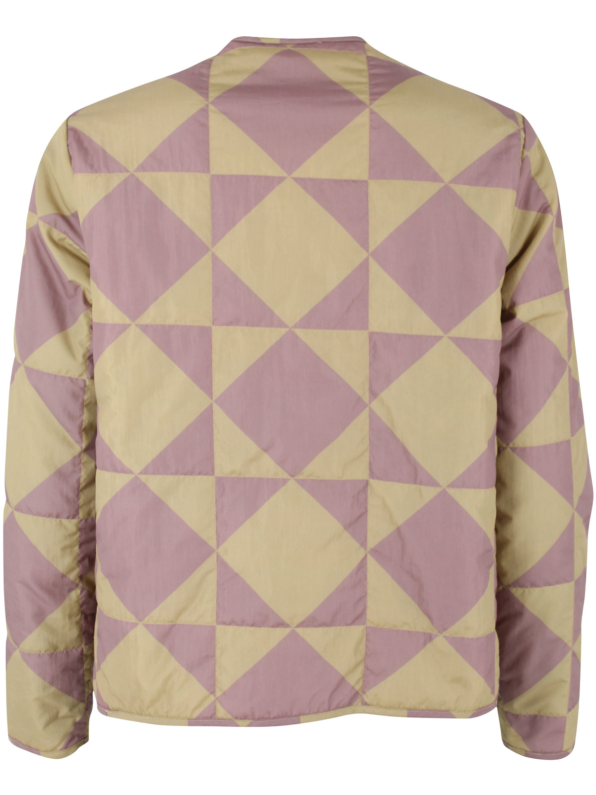 Fin quiltet termojakke med geometrisk mønster i beige og rosa til kvinder