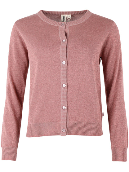 Fin cardigan med glitter i rosa beige til kvinder