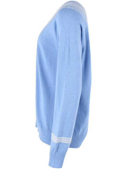 Danebright Light Cotton Knit Sweater Waterblue/Chalk