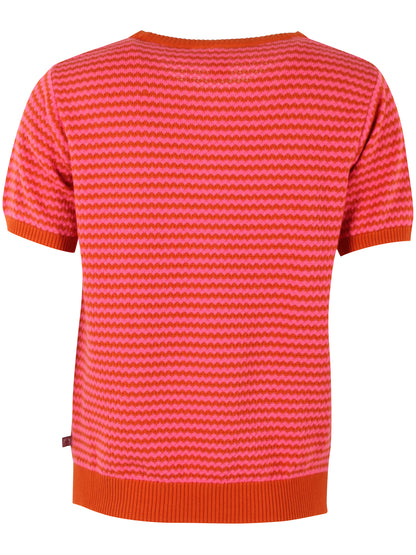Danesilver Pearl Knit Sweater Tee Light Rust/Bright Pink