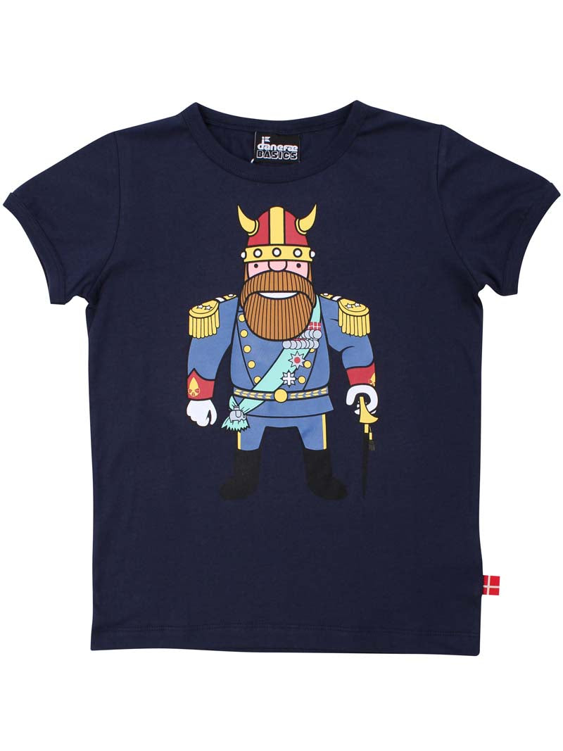 Sød navyblå t-shirt i bomuld til børn med print af konge