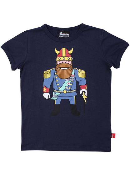Sød navyblå t-shirt i bomuld til børn med print af konge