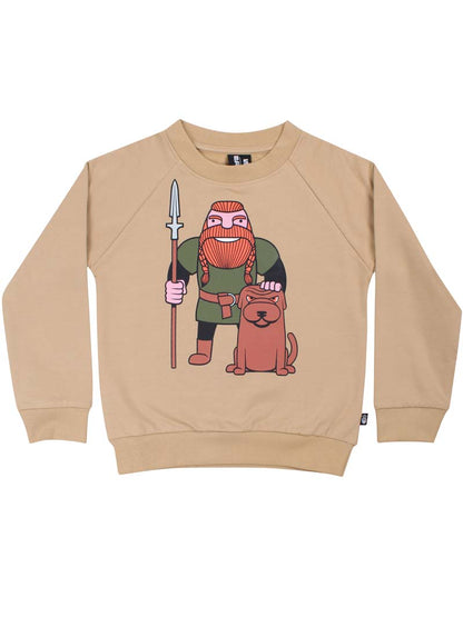 sweater til børn med viking og hund