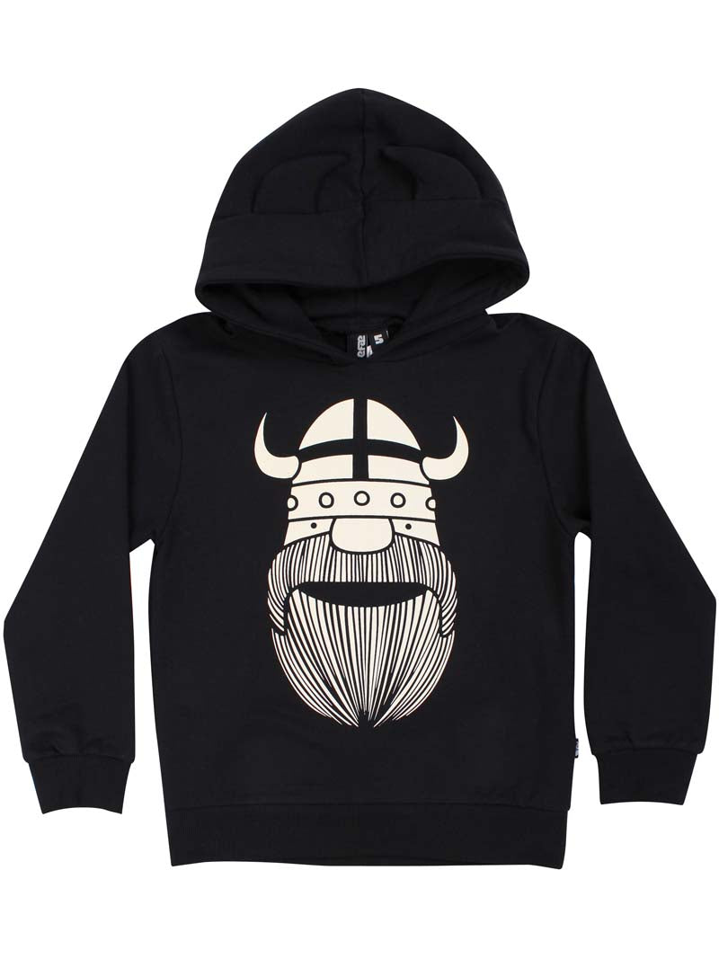 Selvlysende viking hættetrøje med vikingehorn.