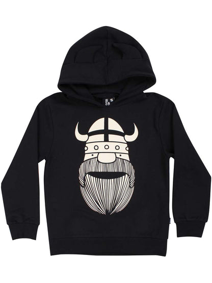 Selvlysende viking hættetrøje med vikingehorn.
