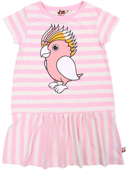 Dyrzanzi SS Dress AOP/STRIB Pastel Pink/Chalk PAPEGOEJE
