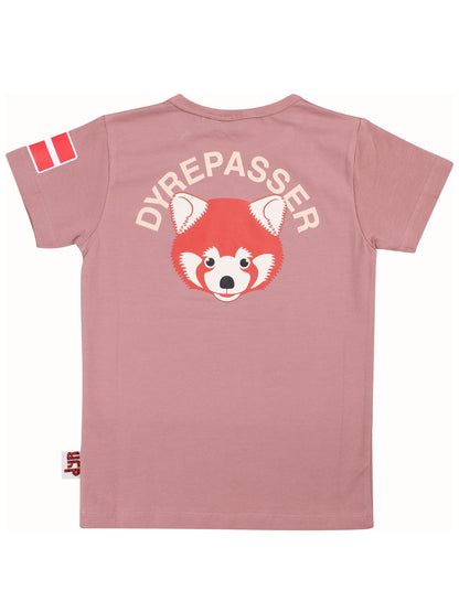 Sød dyrepasser t-shirt til børn med print af rød panda