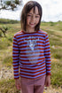 Stribet bluse med glitter viking print.