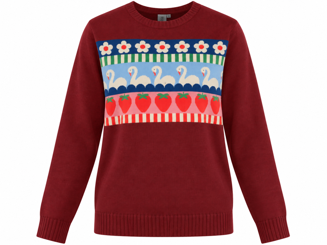 Danepearly Jaquard Cotton Sweater Red Brick SUMMER SWAN