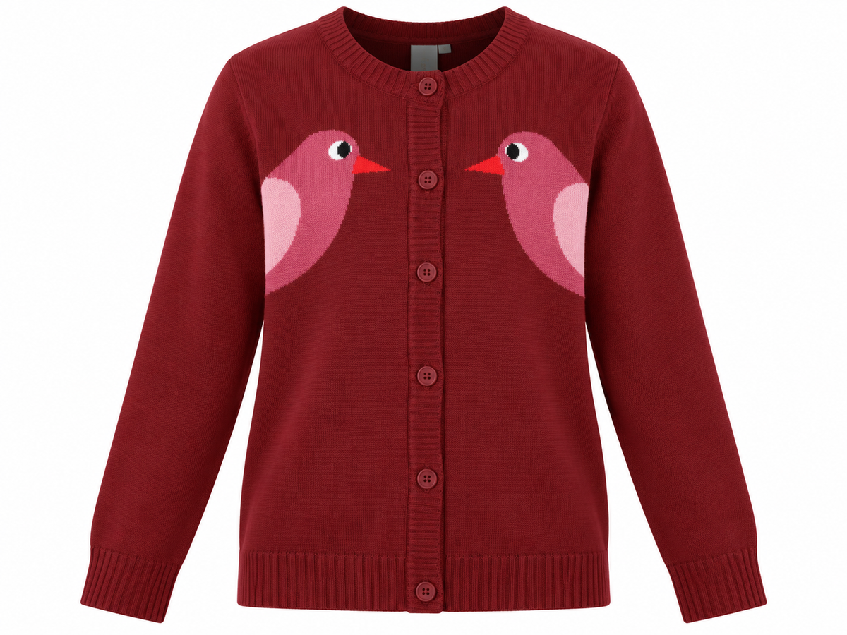Danesaga Jaquard Cardigan Red Brick BIRD