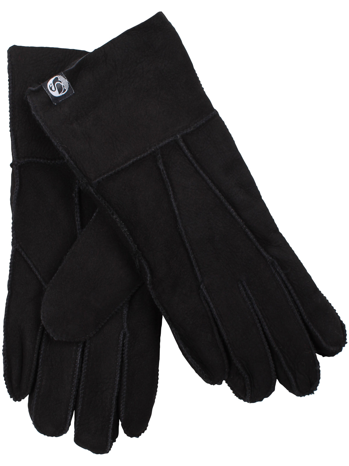 No Waste Sheepskin Finger Gloves Black