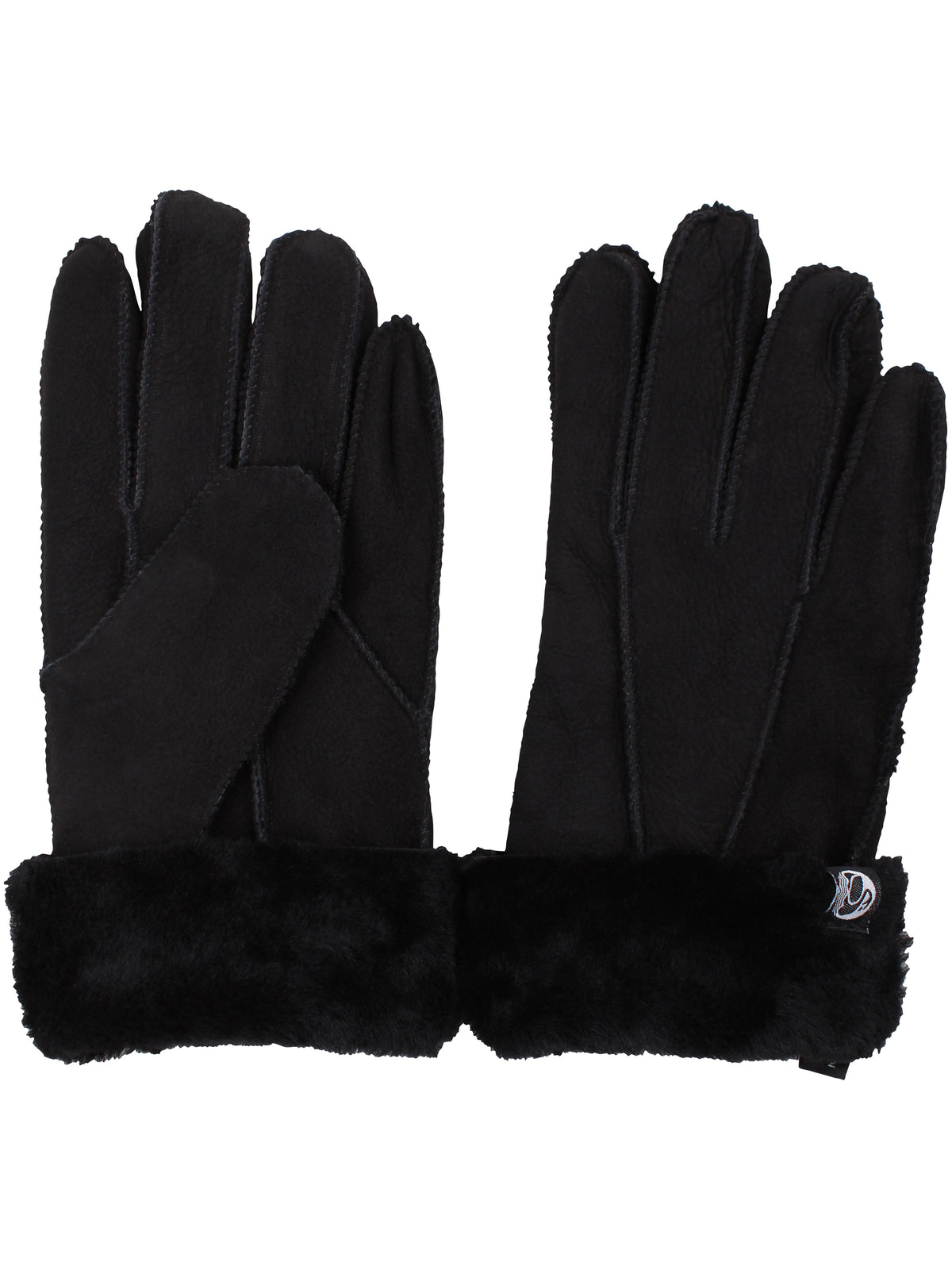 No Waste Sheepskin Finger Gloves Black