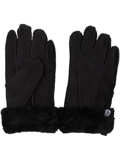 No Waste Sheepskin Finger Gloves Black