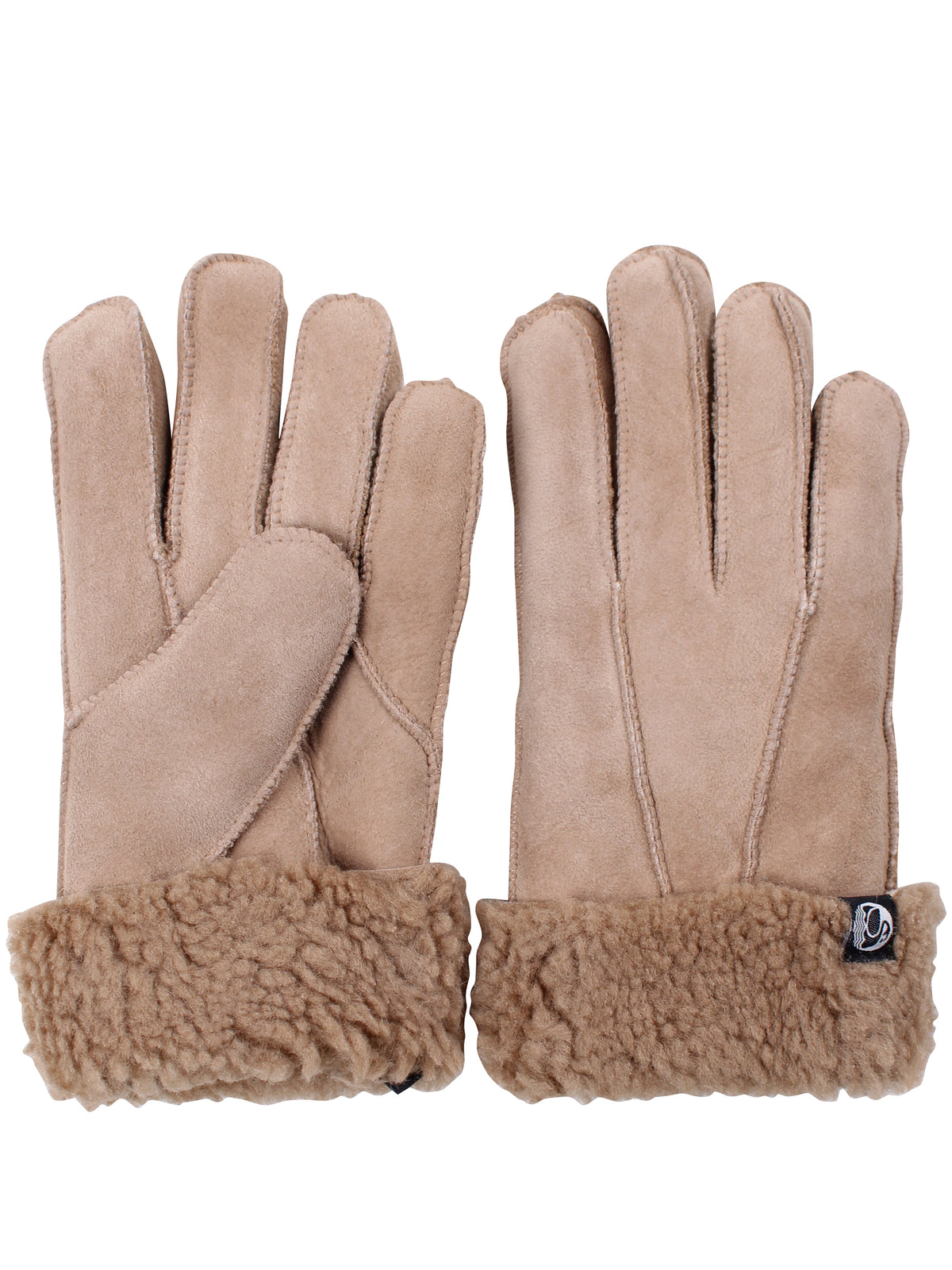 No Waste Sheepskin Finger Gloves Light Camel