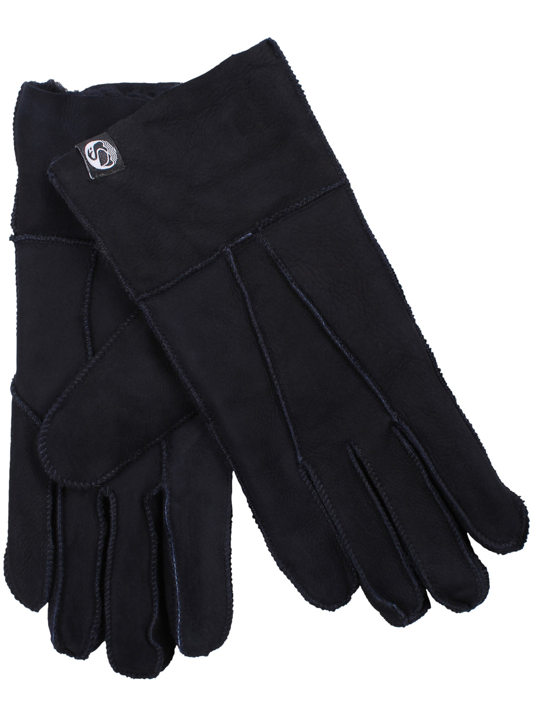 No Waste Sheepskin Finger Gloves Navy