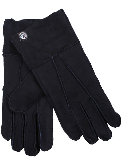 No Waste Sheepskin Finger Gloves Navy