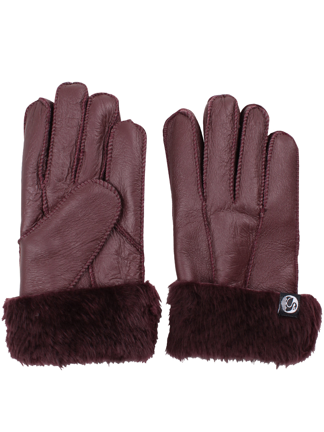 No Waste Sheepskin Finger Gloves Wine