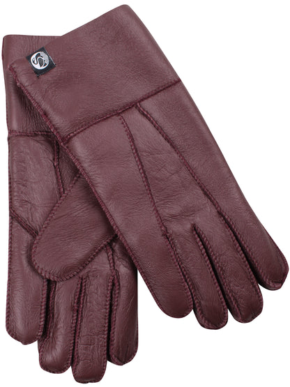 No Waste Sheepskin Finger Gloves Wine