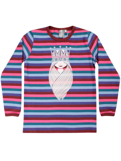 Stribet bluse til børn med print af prinsesse