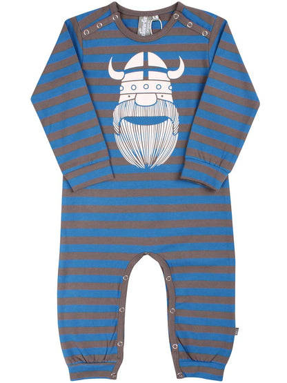 Stribet heldragt til børn med print af viking