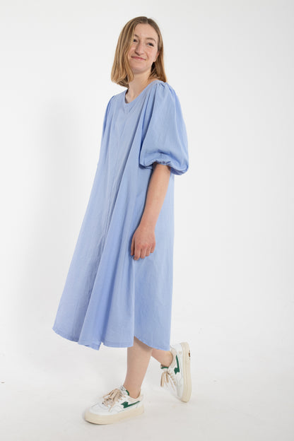 Daniris Seersucker Kleid Eisblau