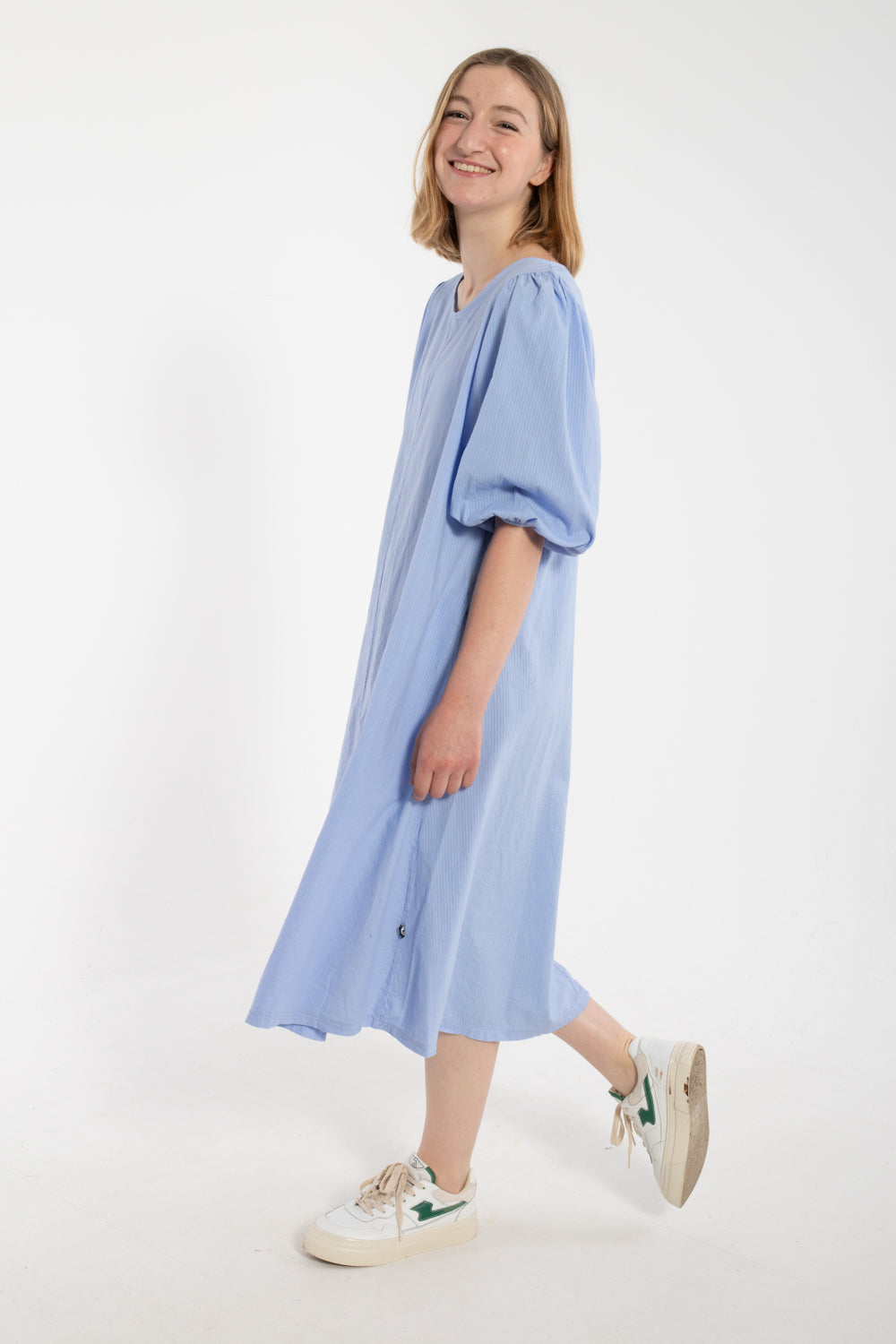 Daniris Seersucker Kleid Eisblau