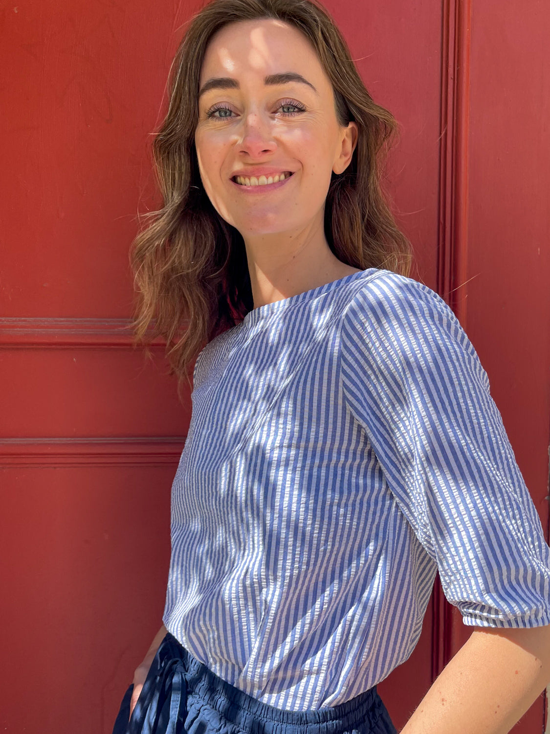 Stribet dame skjorte