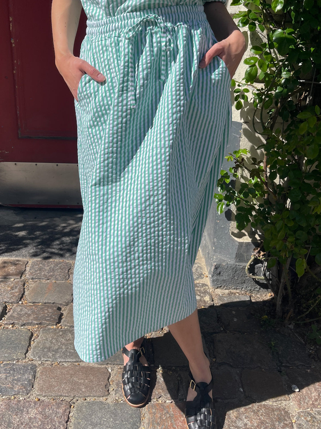 Danespresso Heavy Seersucker Skirt Green/Chalk
