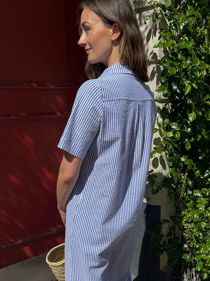 Danepippi SS Searsucker Dress Navy/Chalk