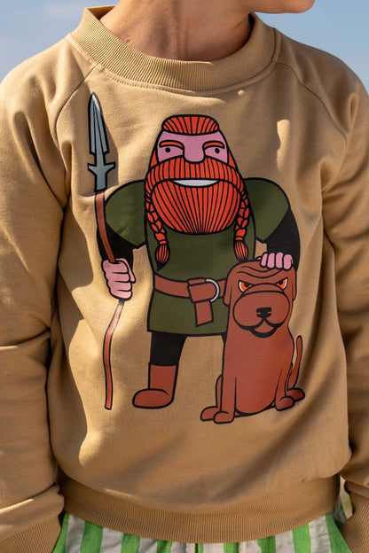 sweater til børn med viking og hund