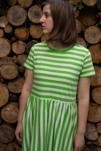 Danebasic Kroeyer Dress Bright Green/Chalk