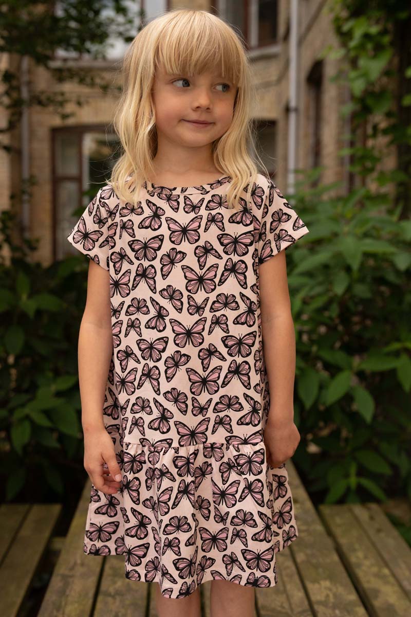 Dyrzanzi AOP/STRIB SS Dress Light Rose FLUTTER