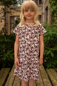 Dyrzanzi AOP/STRIB SS Dress Light Rose FLUTTER
