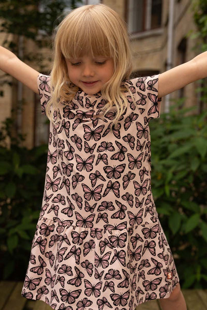 Dyrzanzi SS Dress AOP/STRIP Light Rose FLUTTER