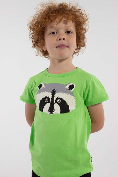 t-shirt til børn med vaskebjørn 