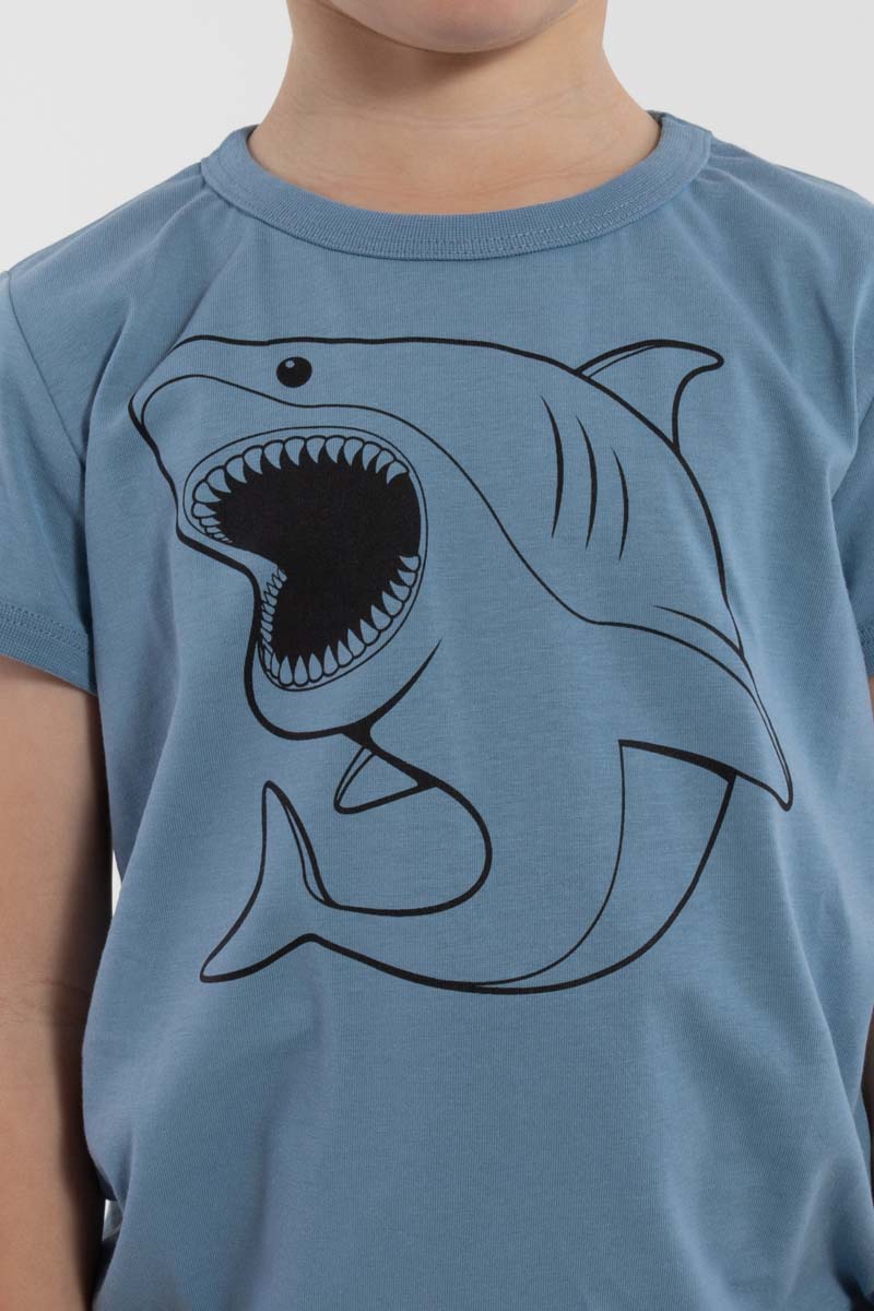 T-shirt til børn med fascinerende hvidhaj  