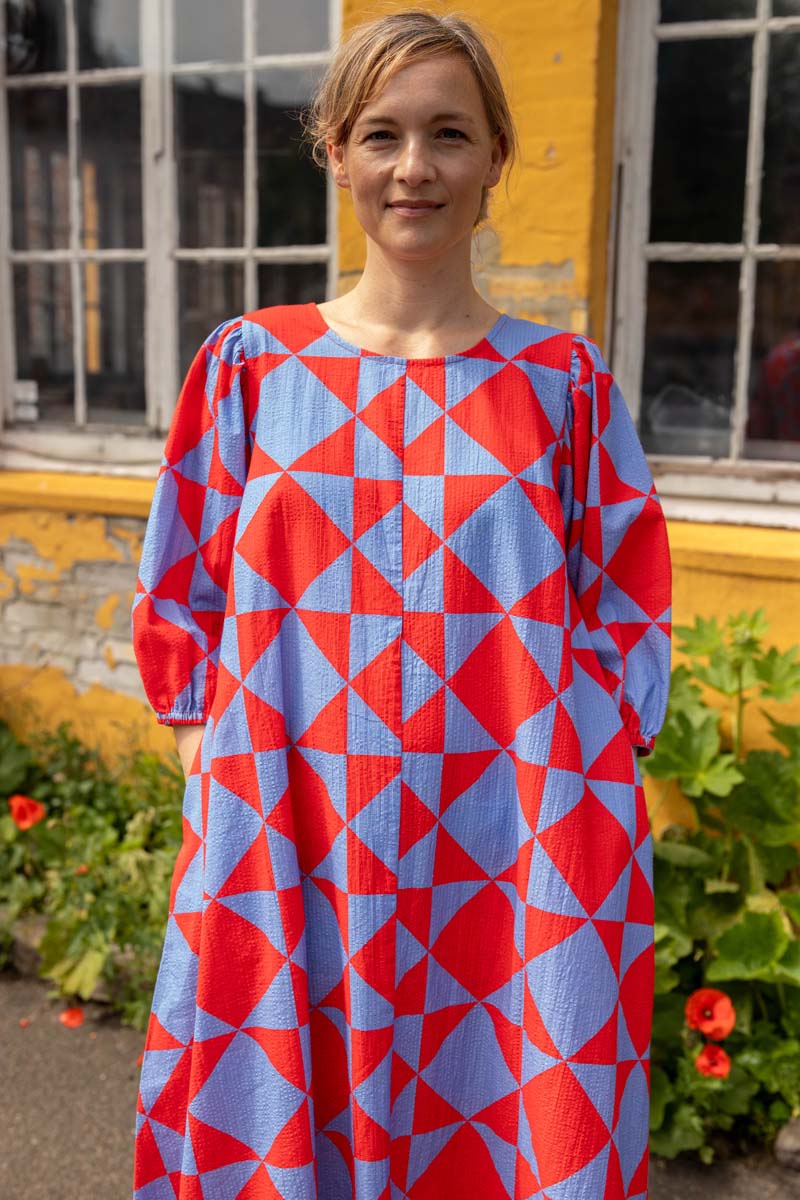 Daniris Searsucker Dress Summer Red/Waterblue DIAMETRIC