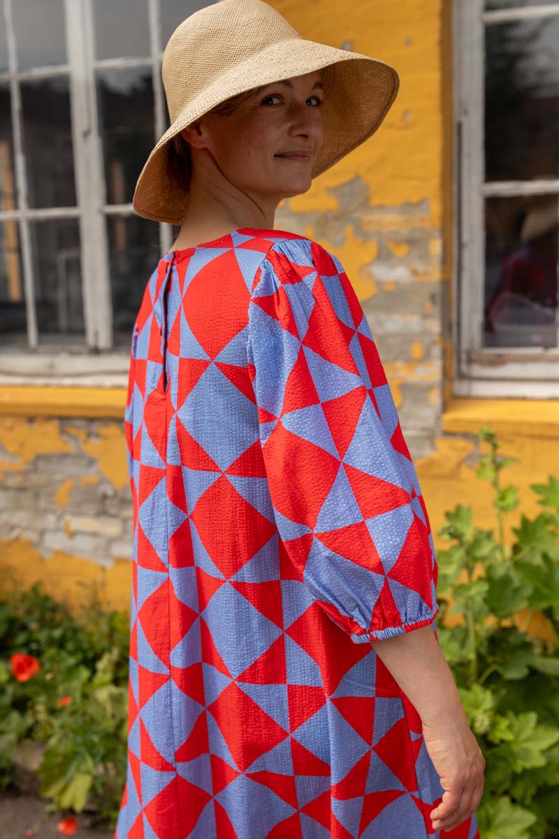 Daniris Searsucker Dress Summer Red/Waterblue DIAMETRIC