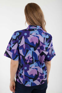 Daneblomme Poplin Stretch SS Shirt Dk Navy GEOFLEUR