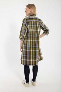 Danecarnation Searsucker Dress Olive WOVENCHECK