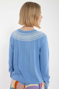 Danebright Light Cotton Knit Sweater Waterblue/Chalk
